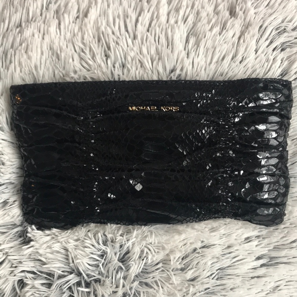 Michael Kors black snake skin wristlet